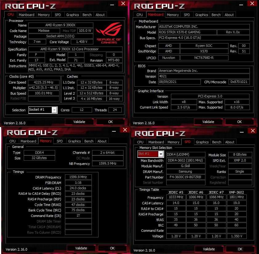 Platforma AMD Ryzen 3900X, ROG STRIX X570-E, G.Skill Trident-Z 4x8GB