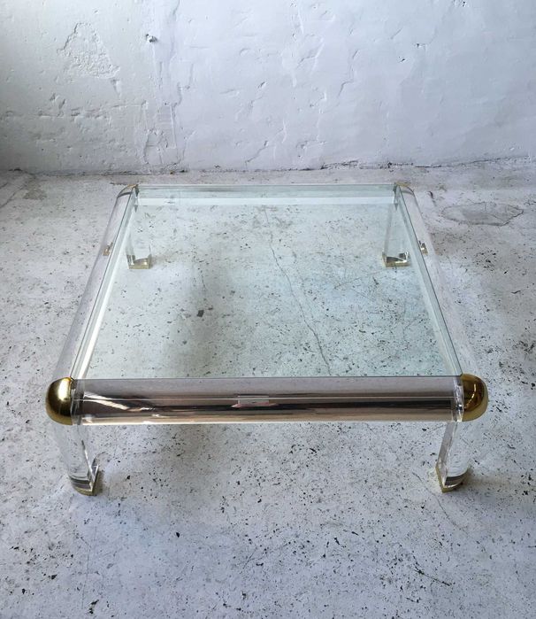 Duży stolik akrylowy lucite Karl Springer lata 70 80 vintage design