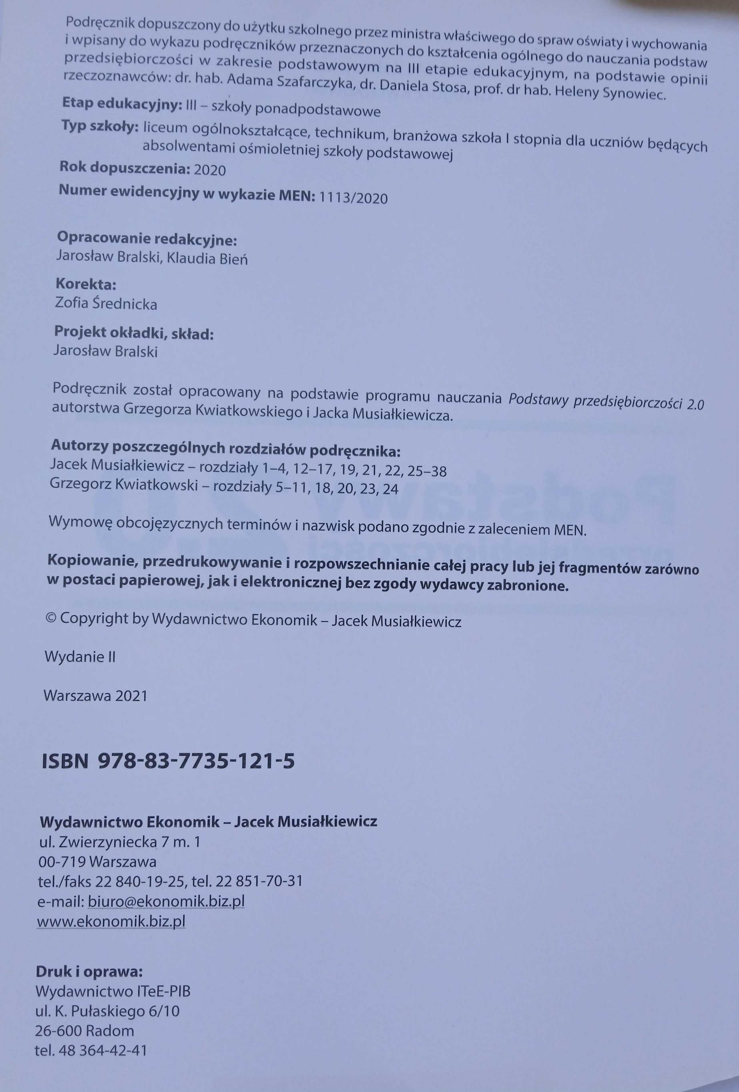 Podstawy przedsiębiorczości 2, Podręcznik