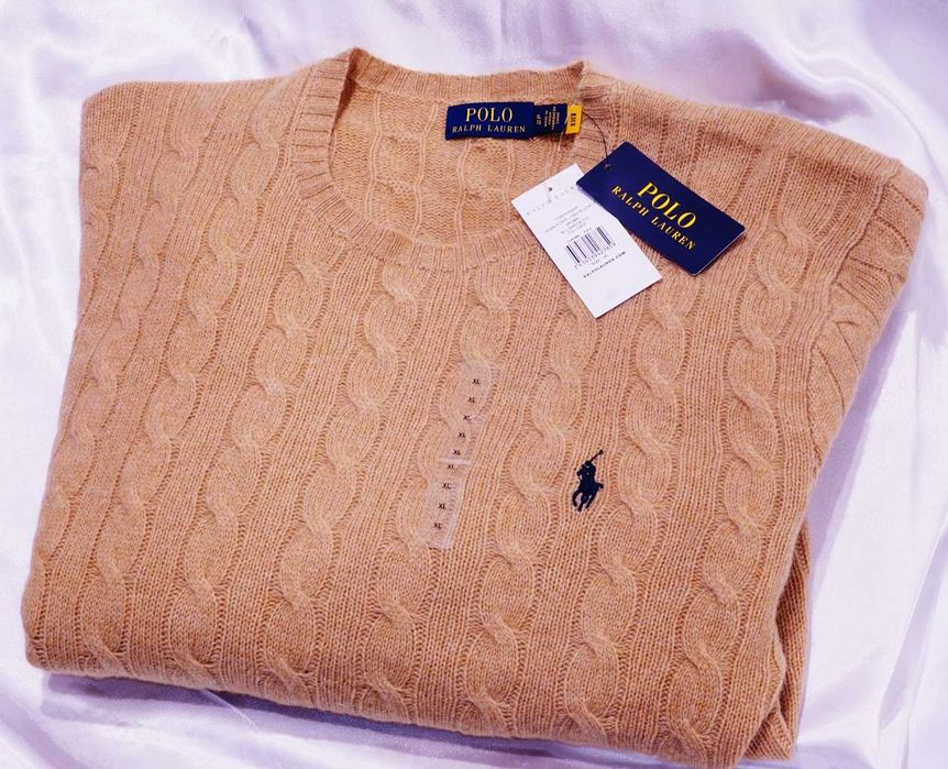 Polo Ralph Lauren sweter brązowy  XL kaszmir merino louis vuitton icon