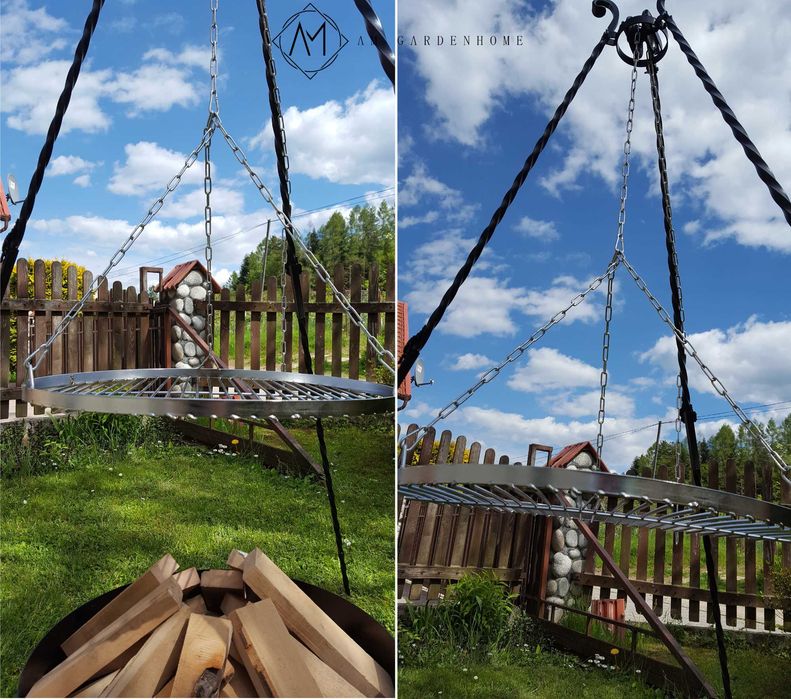 Grill ogrodowy  Kompletny zestaw TRÓJNÓG KUTY + PALENISKO + RUSZT