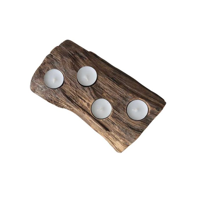 Swiecznik z drewna sosnowego naturalny na 4 tealighty