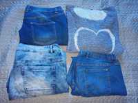 Zestaw damskich urbań jeansy sweter rozmiar 52