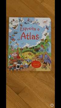 Livro Espreita o Atlas Porto Editora Com um poster gigante do mundo