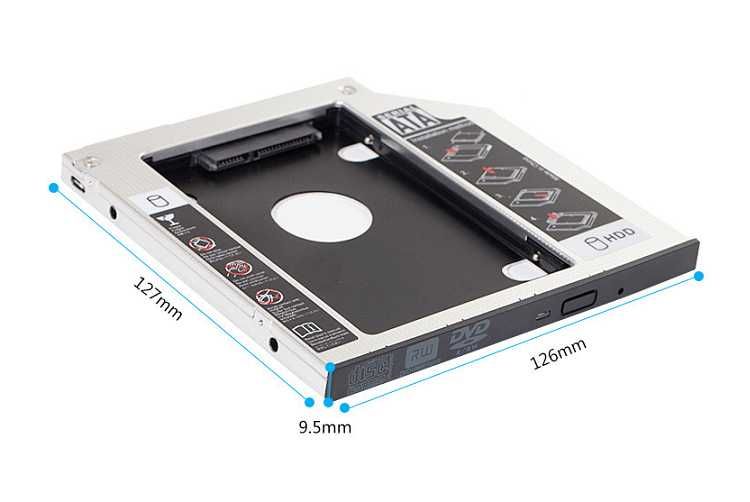 Optibay, case HDD/SSD 9.5/12.7мм, другий хард замість CD-ROMа+USB LED
