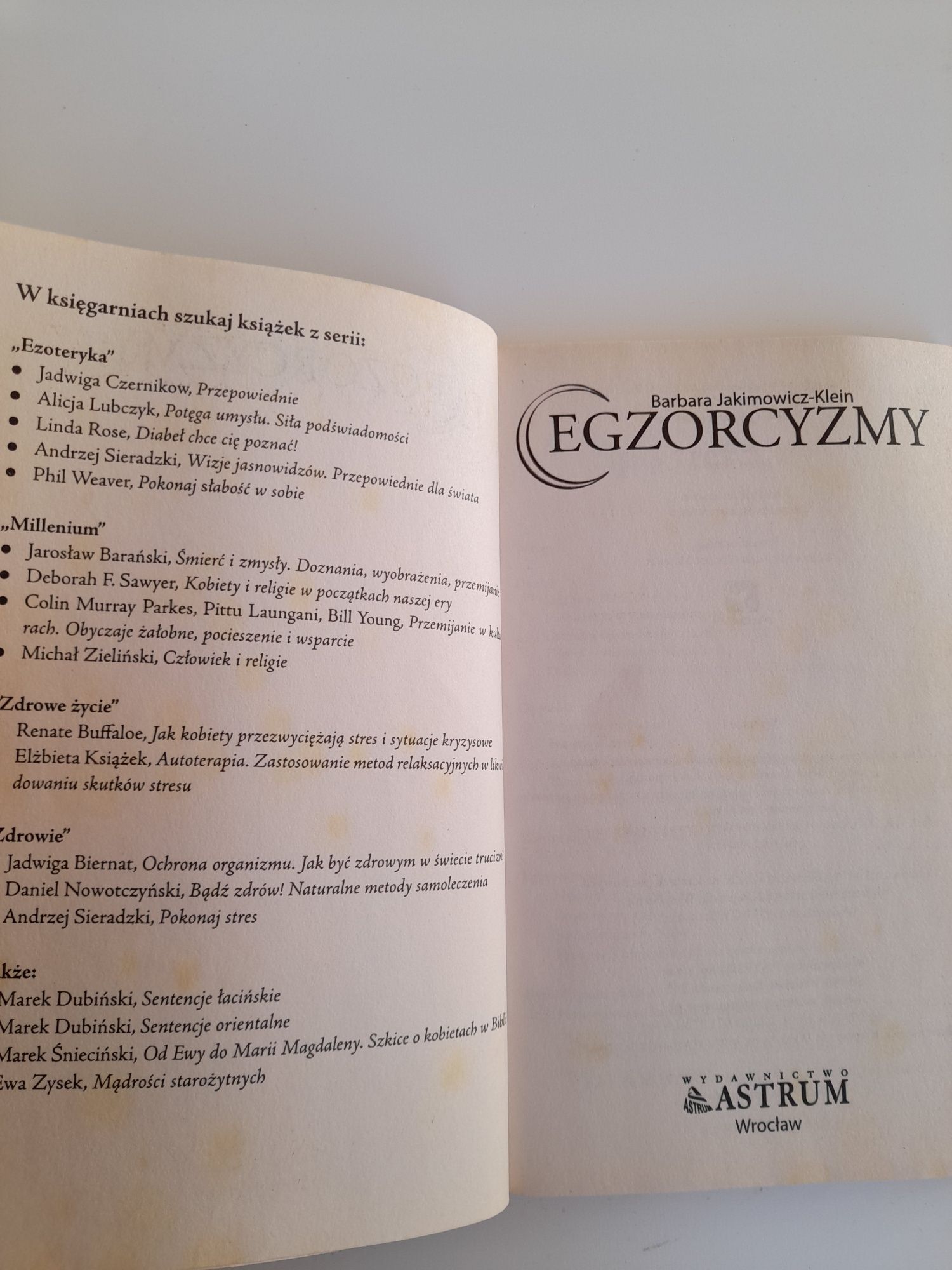 Książka Egzorcyzmy  autor Barbara Jakimowicz-Klein wyd. EZOTERYKA