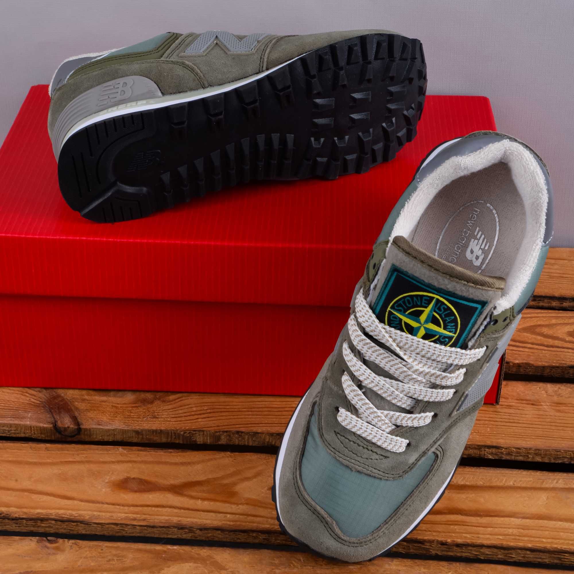 (1703) Кросівки New Balance 574 x Stone Island колір хакі (36-39) NB