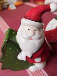Nowa ceramiczna figurka ozdoba Mikołaj z choinką
