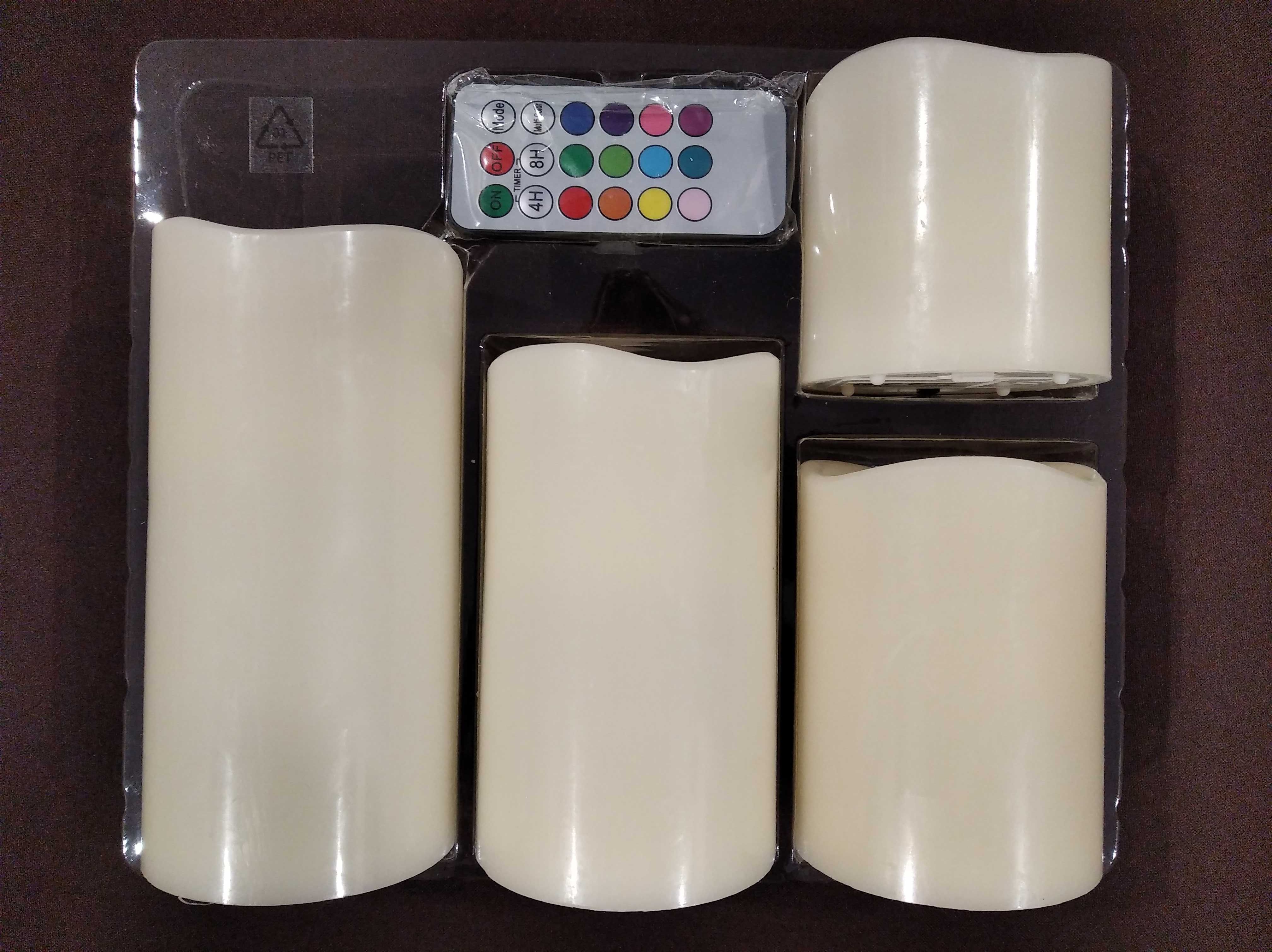 4 velas LED multicor com comando