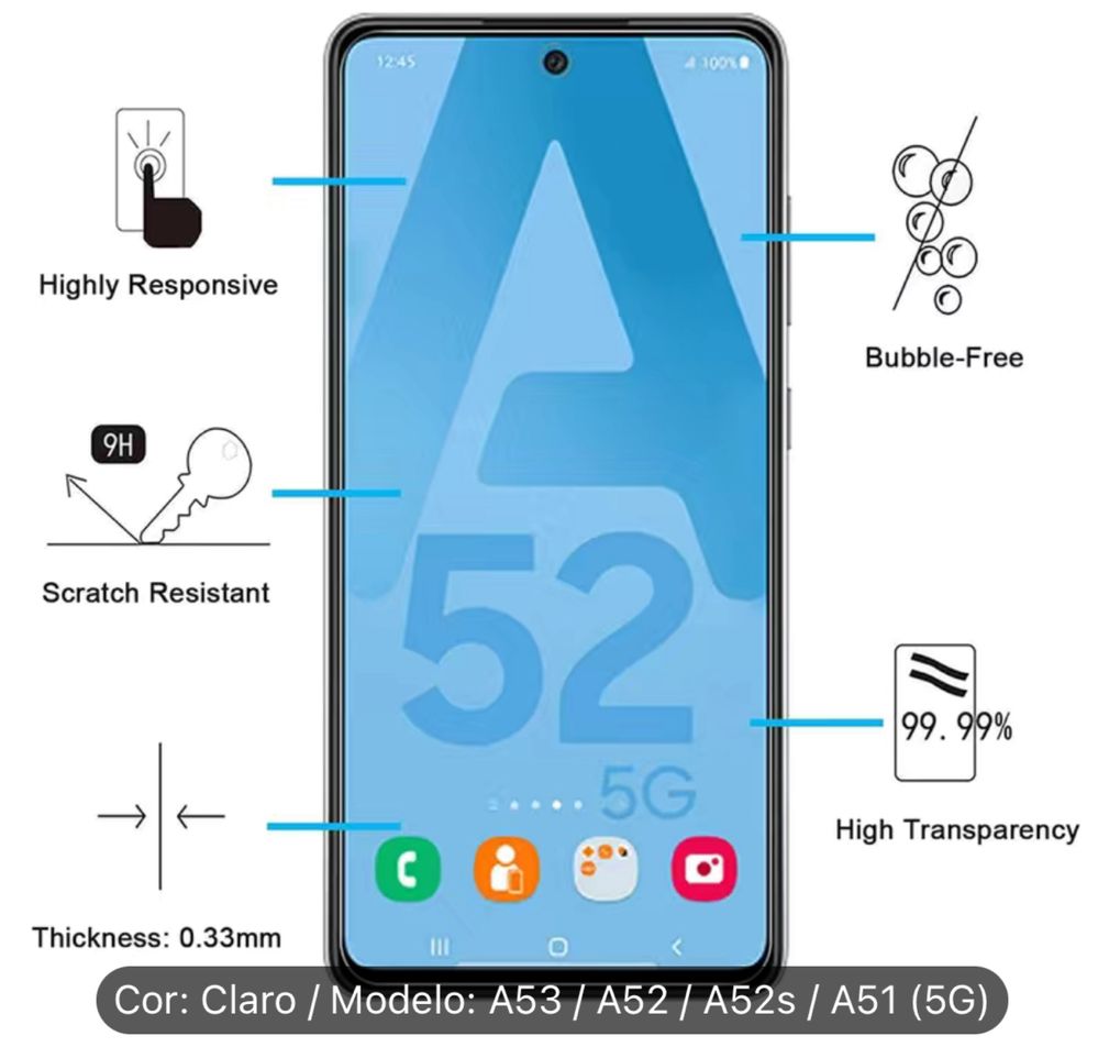 5 Pelicula vidro Samsung A53 5g