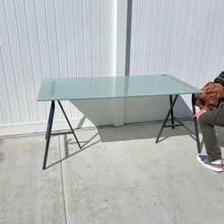 Glass Table Top and Steel legs  150 x 80 x 74cm