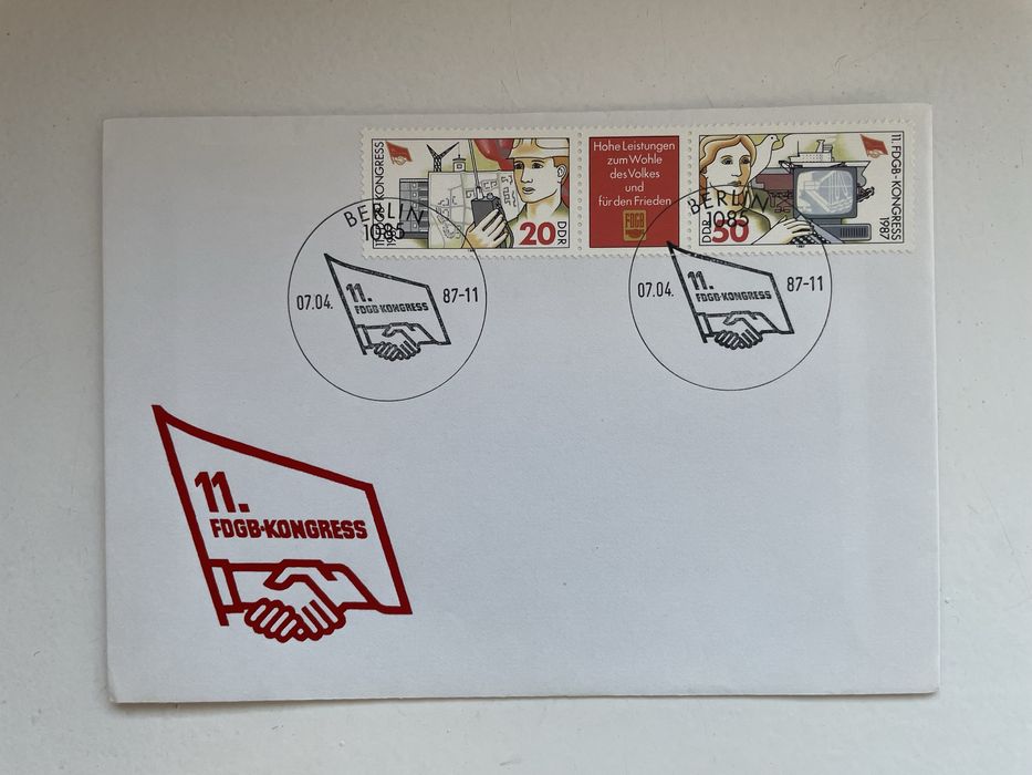 Koperta DDR Ersttagsbrief 1987 – 11. FDGB Kongress