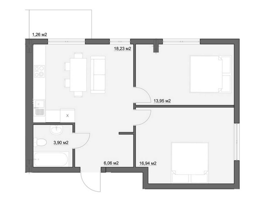 Продаж 2 кімнатна 61 мкв  Винники  3 поверх