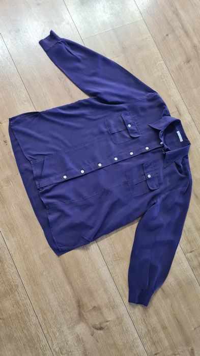 Koszula 100% Silk Jedwab. Głęboki Fioletowy, Śliwkowy. Oversize M / L