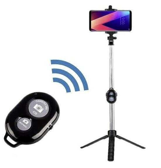 Uchwyt Selfie Stick Monopod Bluetooth Kij Ze Statywem Pilot Czarny
