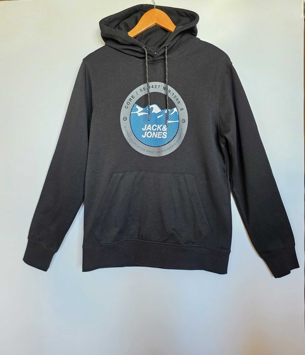 Черная мужская толстовка свитшот худи с капюшоном jack & jones 44-46