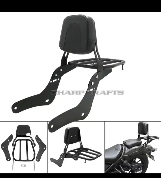 Encosto com bagageira para chopper
