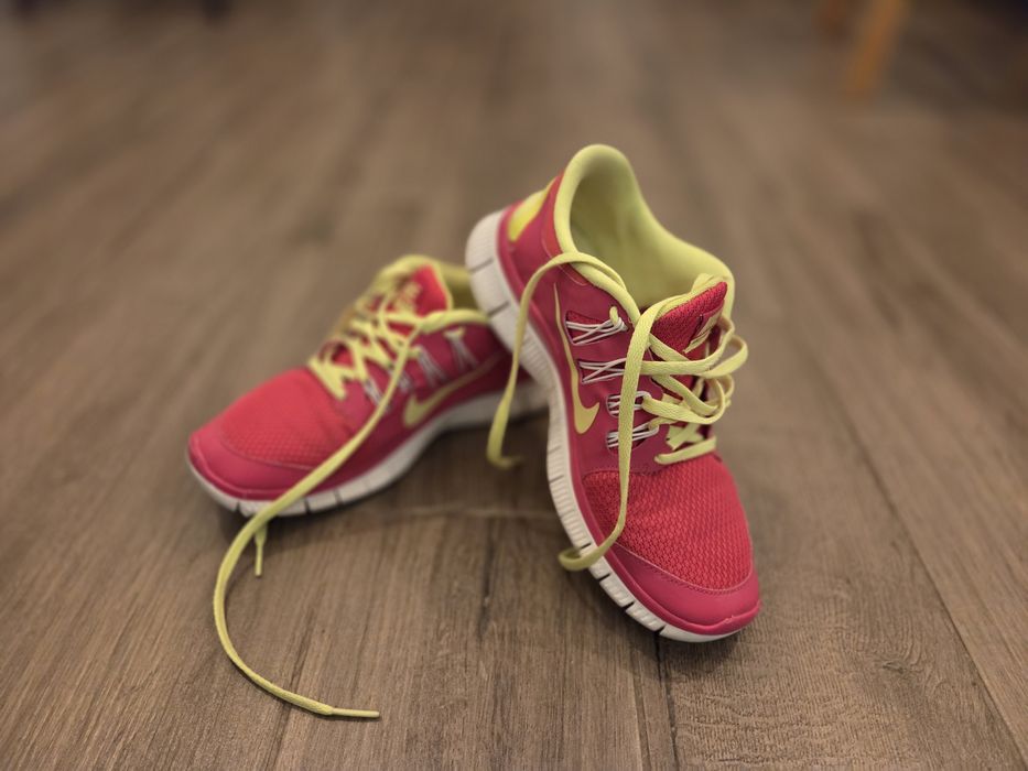 Nike Damskie Free 5.0 Jasnoróżowe Żółte Syntetyczne buty