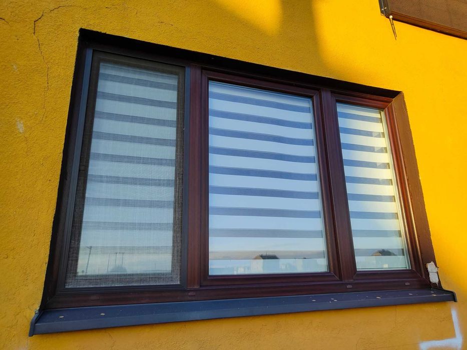 okno okna pcv 223 cm x 140cm dąb rolety gratis