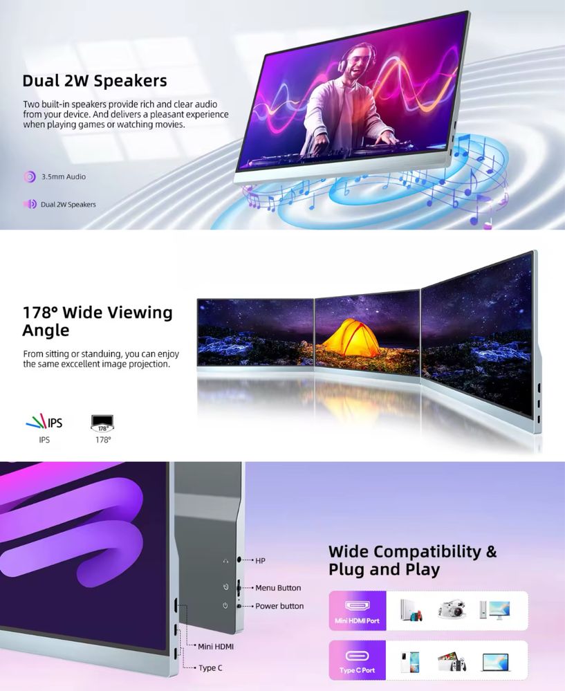 Портативний монітор UPERFECT 4K | 15.6 | 100% sRGB | HDR | IPS | UHD