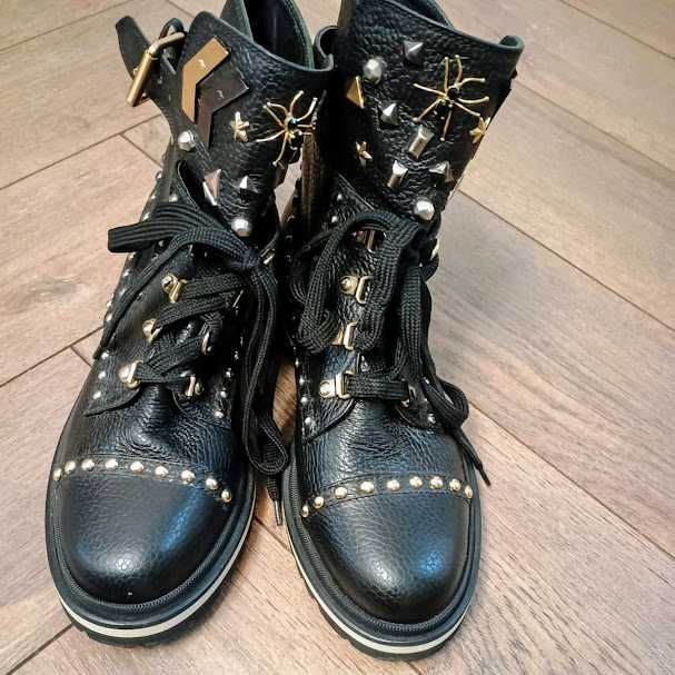 Damskie włoskie trapery botki FABI Model FD5086  skórzane, rozmiar 38,