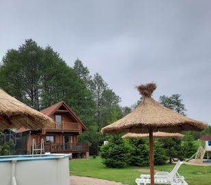 Domki domek letniskowe Mazury Giżycko nad jeziorem.Bania jakuzzi sauna