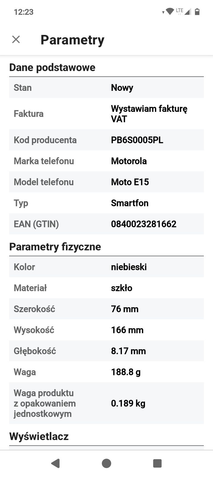 Motorola E15 opis na zdjęciach