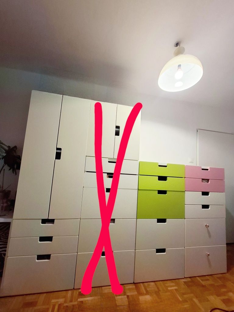Meble Ikea Stuva szafa komoda szuflady półki biały różowy zielony