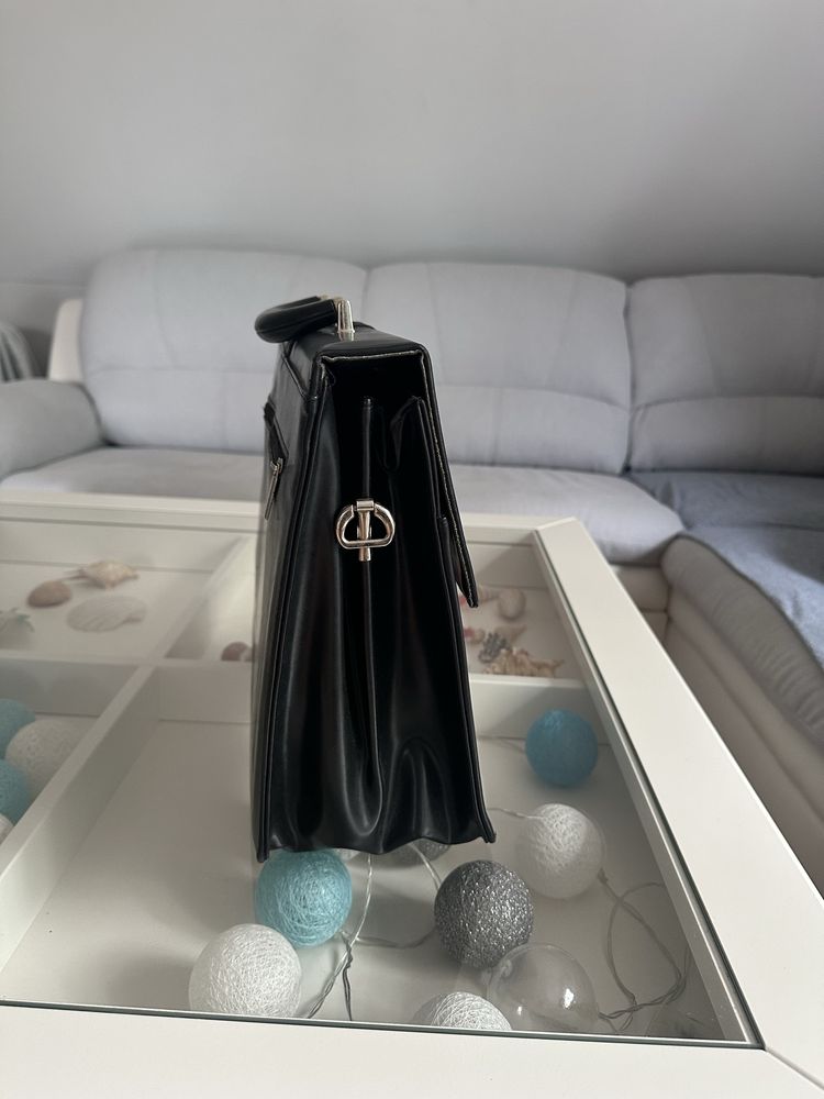 Teczka aktówka czarna skórzana męska Leather Colection ST