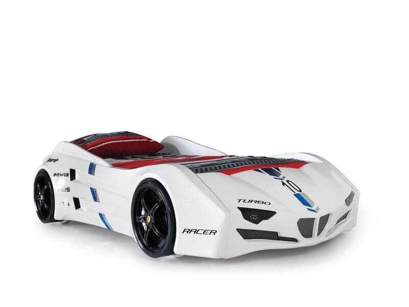 Łóżko GTI w kształcie samochodu sportowego , pilot, dźwięki ,LED