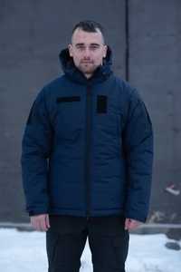Чоловіча зимова куртка ДСНС Thermo-Loft із Липучками темно-синя