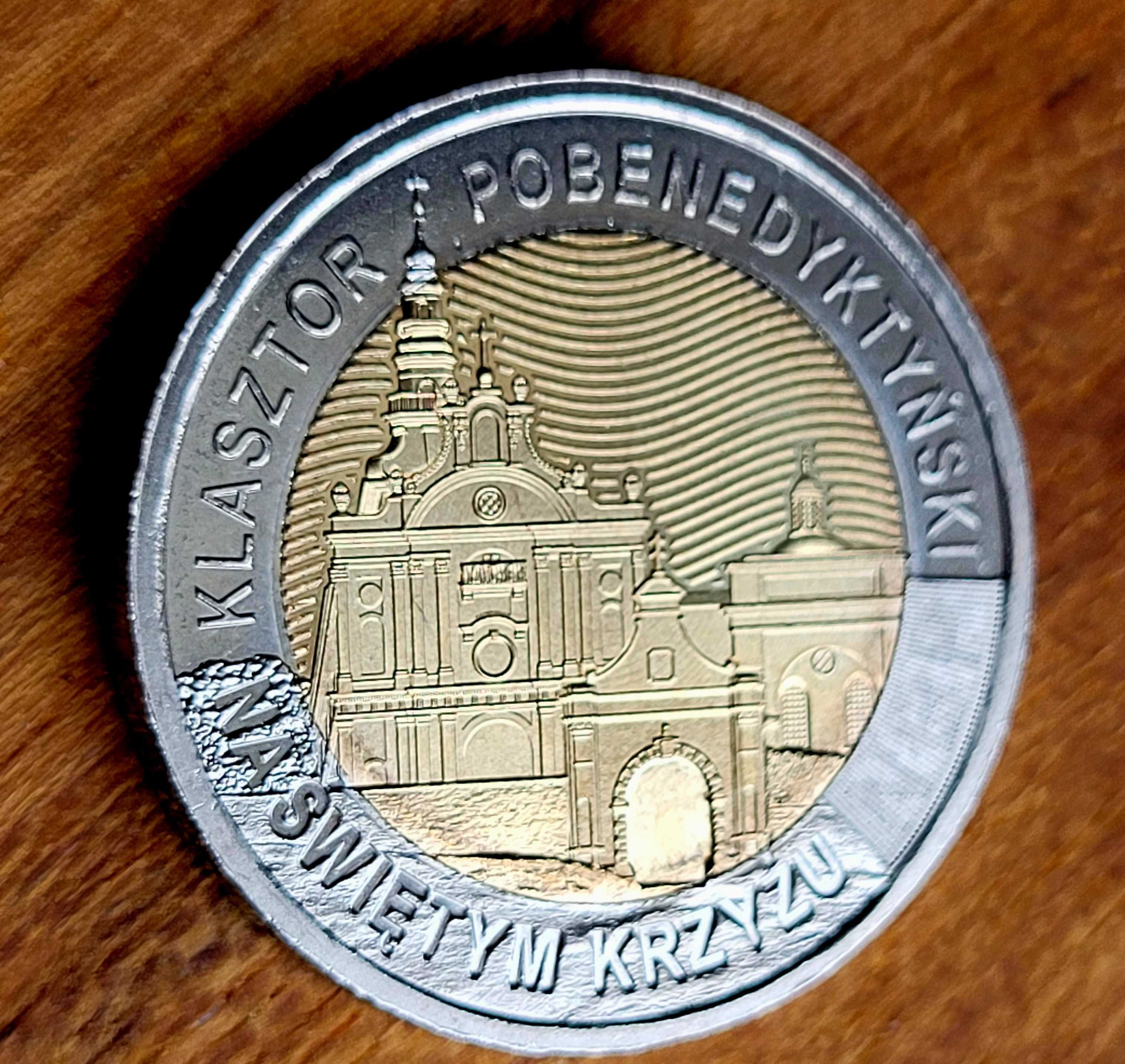 Moneta 5 ZŁ Klasztor pobenedyktyński na Świętym Krzyżu z folderem