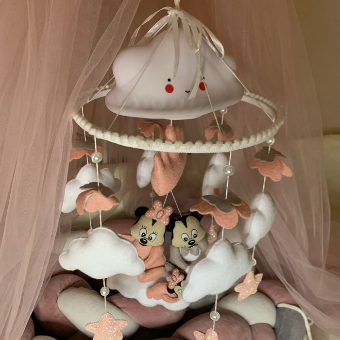 Бортики в ліжечко + Мобіль + Балдахін