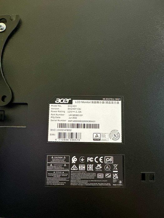 Monitor ACER 24 cale 75 Hz / Монитор ACER 24 дюйма 75hz
