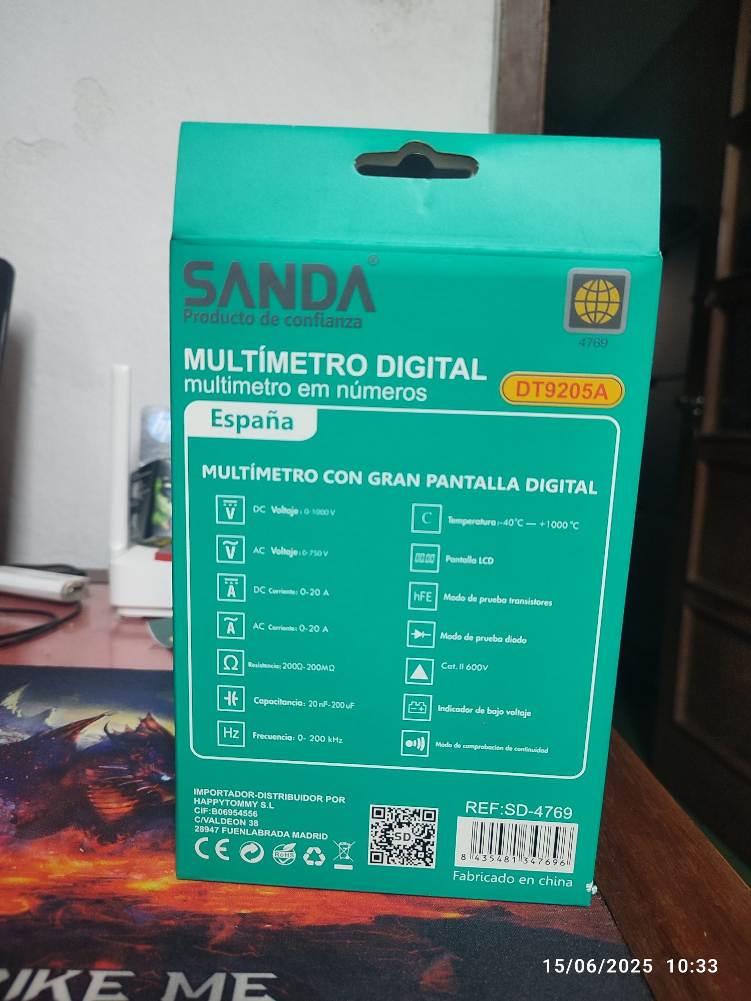 Multímetro Digital - DT9205A - Novo em caixa