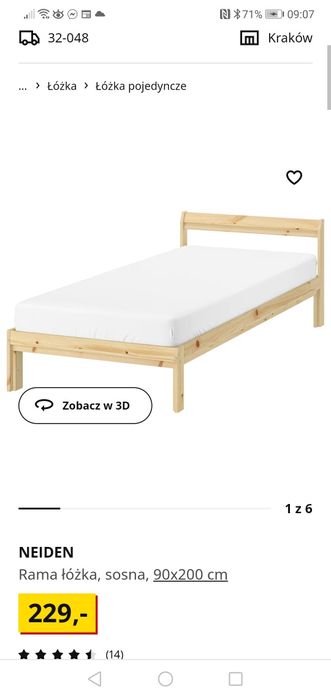 rama łóżka neiden ikea 90x200 i dno nowe