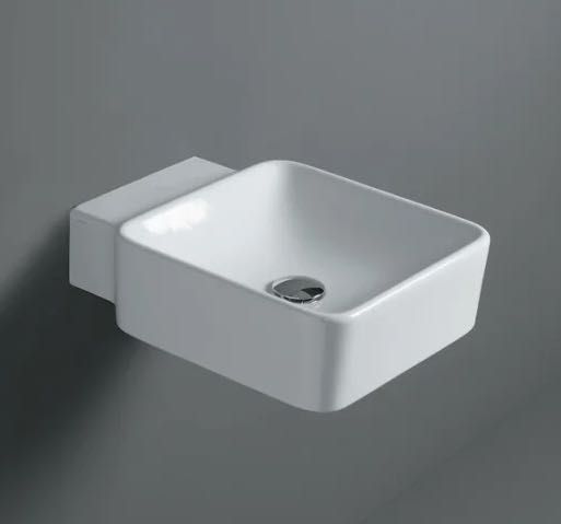 Umywalka ścienna nablatowa Simas Flow włoska 40 x 50 biała ceramiczna