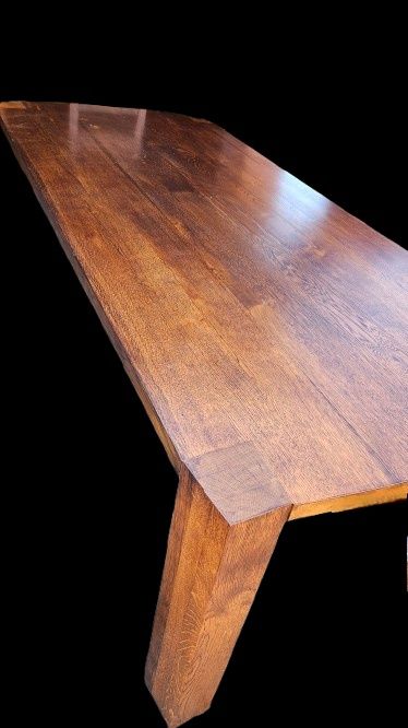 Piękny stół dębowy z krzesłami Ludwik Styl – lite drewno, rozkładany,