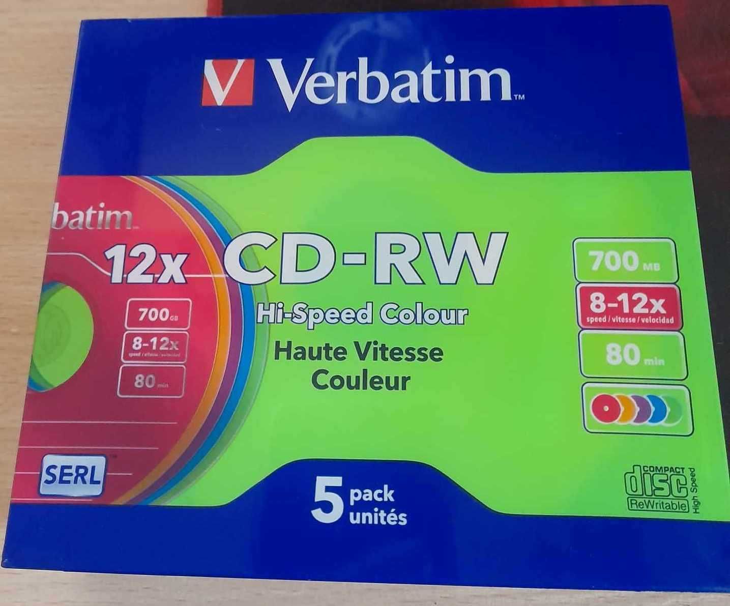 Płyty Verbatim CD-RW 700MB 12x -Slim - 5szt. Color