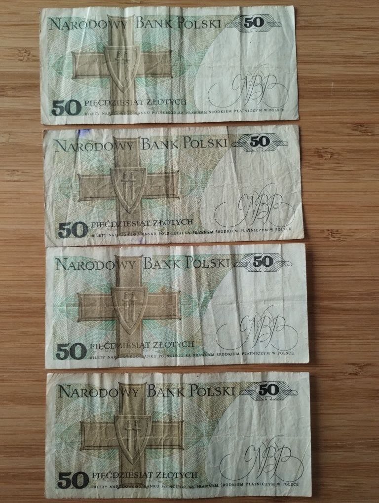 8 banknotów, Polska, PRL, 50 złotych, 1988.