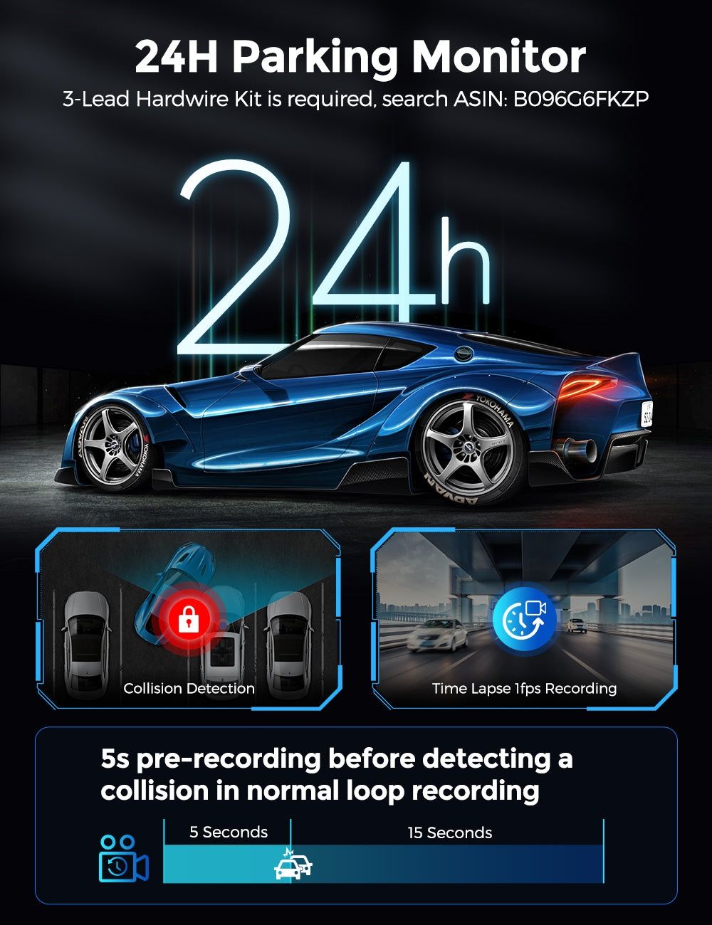 Kit 2 Câmaras Dashcam 4K e Retaguarda com Cartão Azdome M550 Pro WiFi