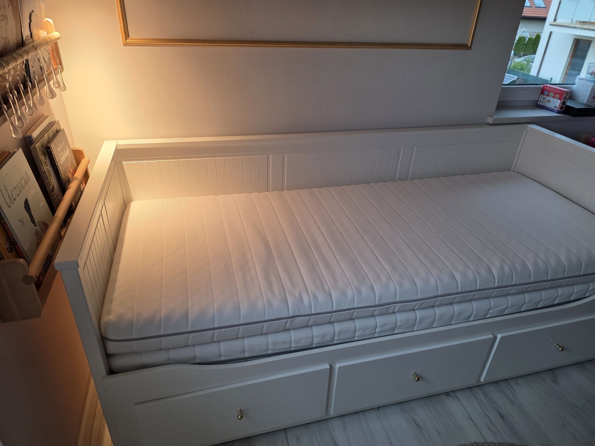 IKEA HEMNES Łóżko rozkładane + 2 materace Malfors