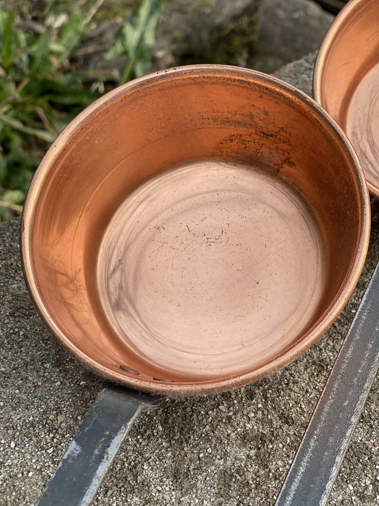 conjunto de 3 caçarolas em cobre