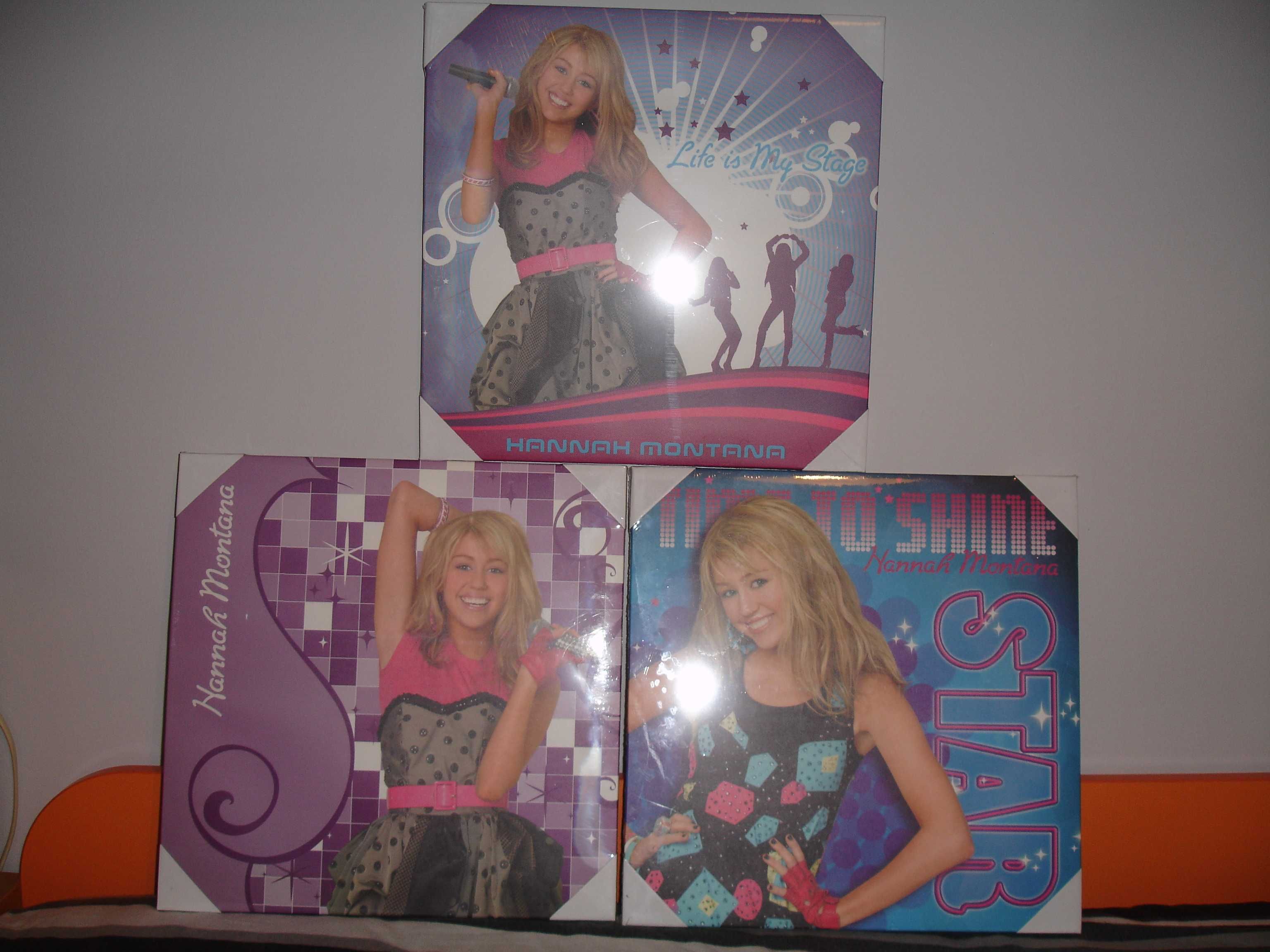 3 Quadros em Tela Hanna Montana Novos