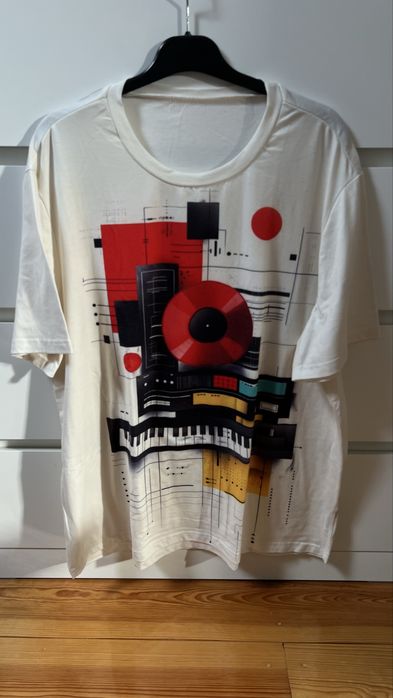T-Shirt com estampado de música, tamanho: XXL