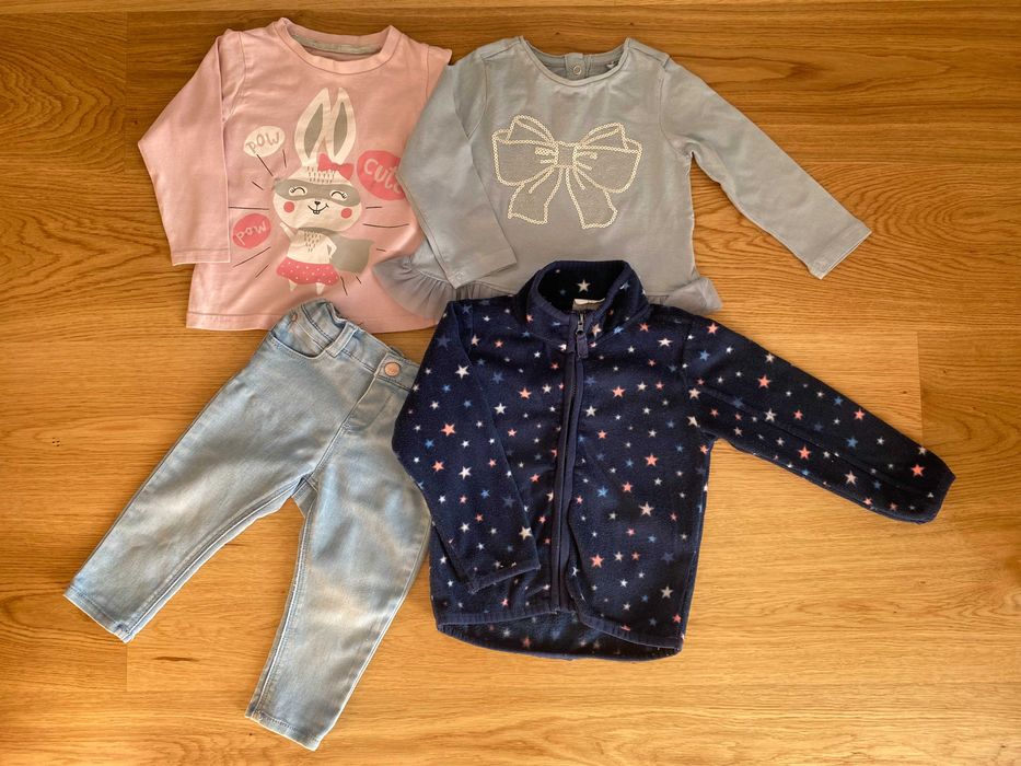 Baby GAP body DKNY bluza spodnie polar 80 cm 12-18m zestaw 19 szt