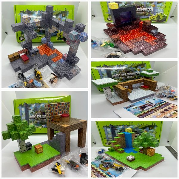 Магнітний конструктор Minecraft 128шт 4 фігурки майнкрафт кубики лава