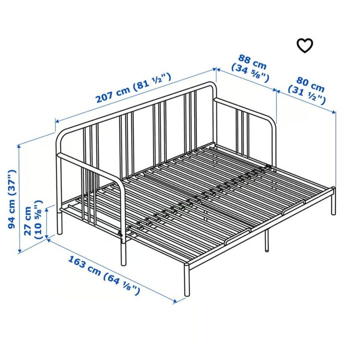 Łóżko  rozkładane  Fyresdal ikea+2 materace VANNAREID