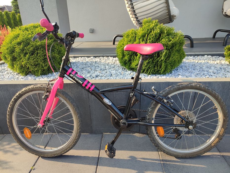 Rower dziewczęcy BTWIN 20 cali róż czarny