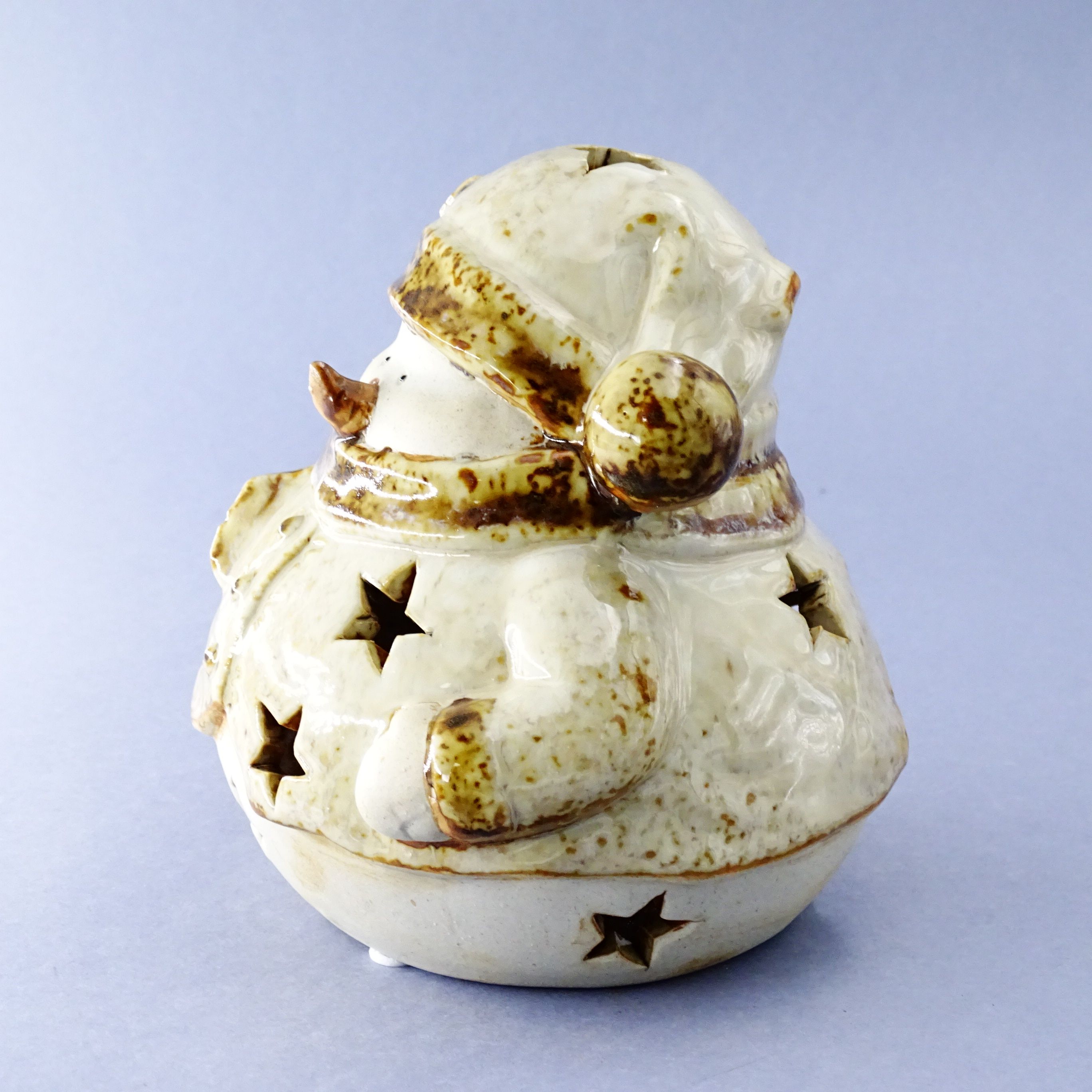 ceramiczny świecznik osłona bałwan zima
